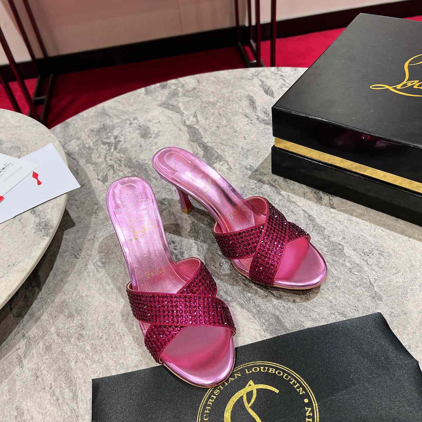 Christian Louboutin Mariza Is Back Strass 85mm Mules Sandals - FashionPlug