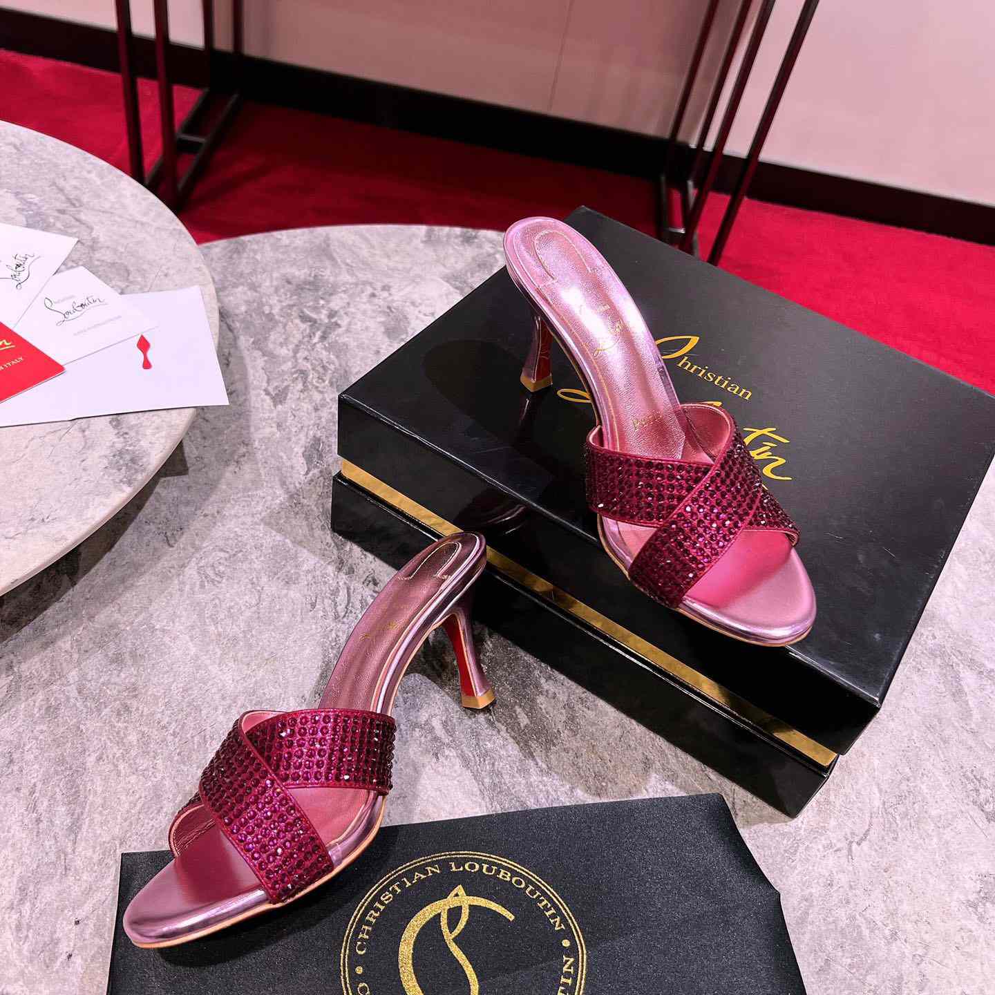 Christian Louboutin Mariza Is Back Strass 85mm Mules Sandals - FashionPlug