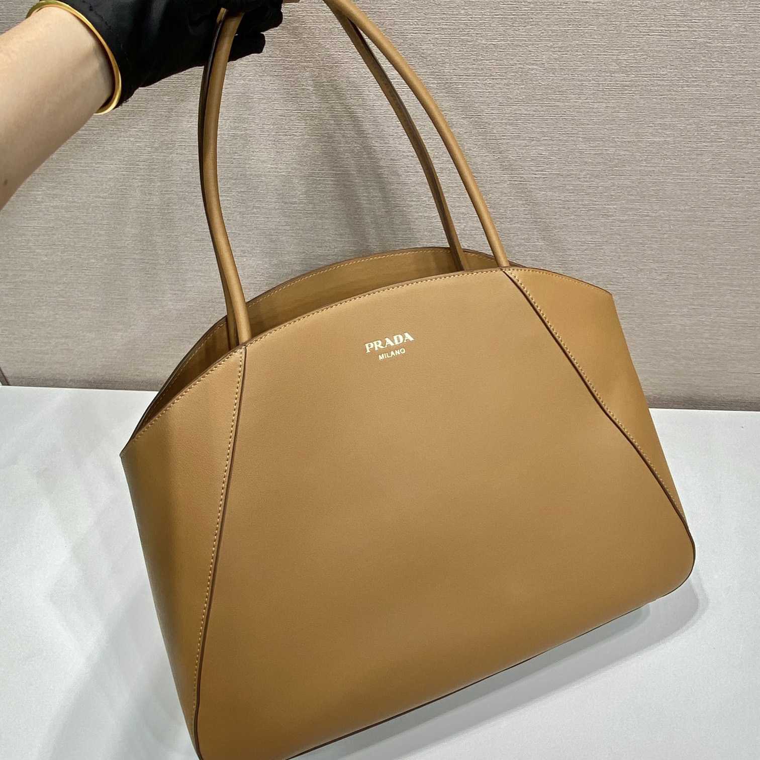Prada Large Leather Tote Bag - FashionPlug