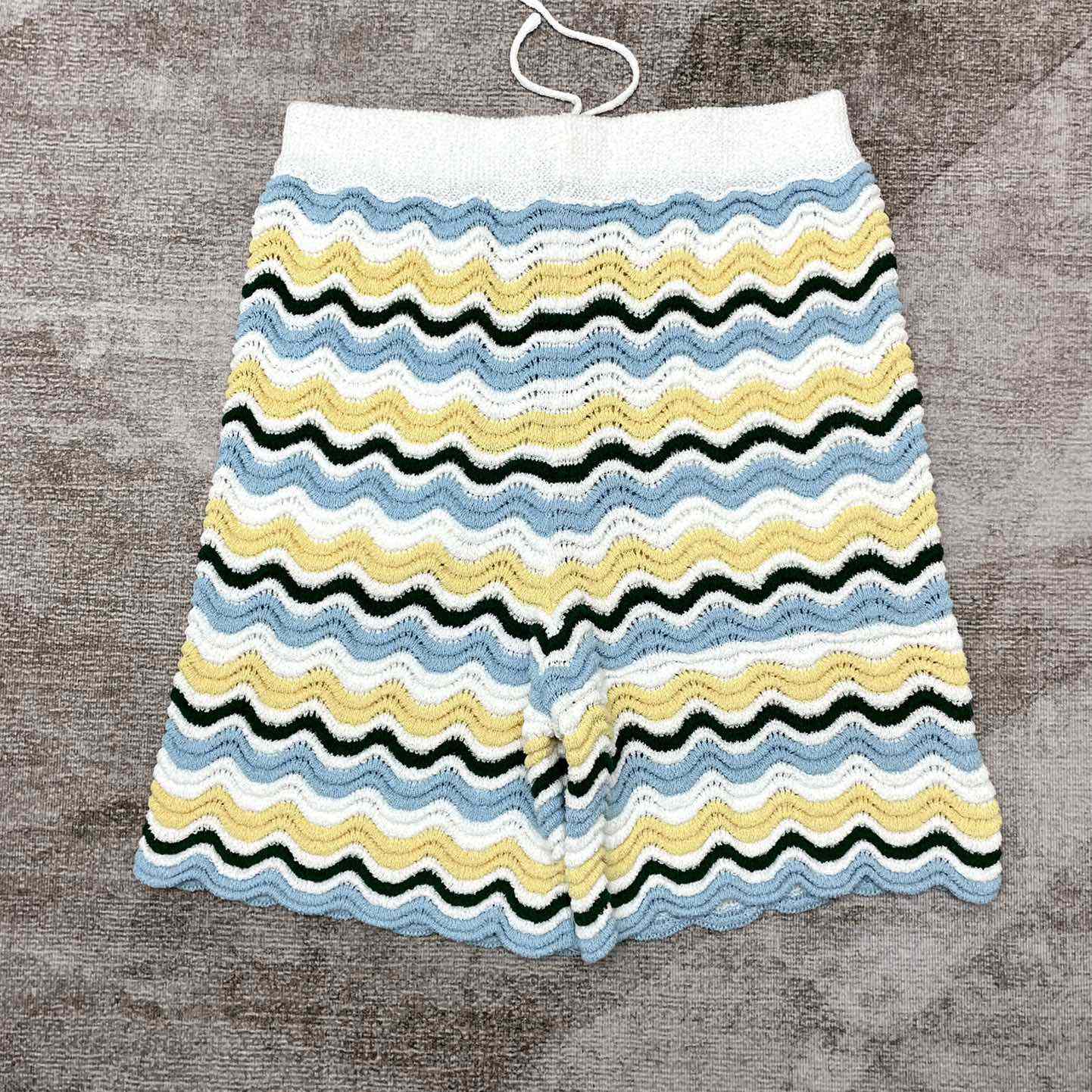 Casablanca Wavy Knit Cotton Shorts   m1029 - FashionPlug