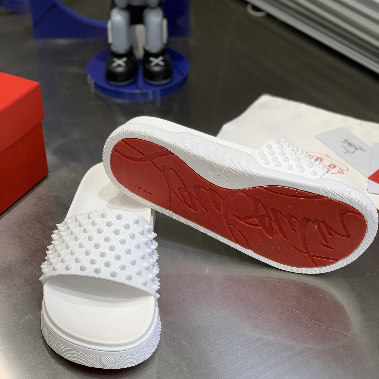 Christian Louboutin Pool Fun Spiked Slides - FashionPlug