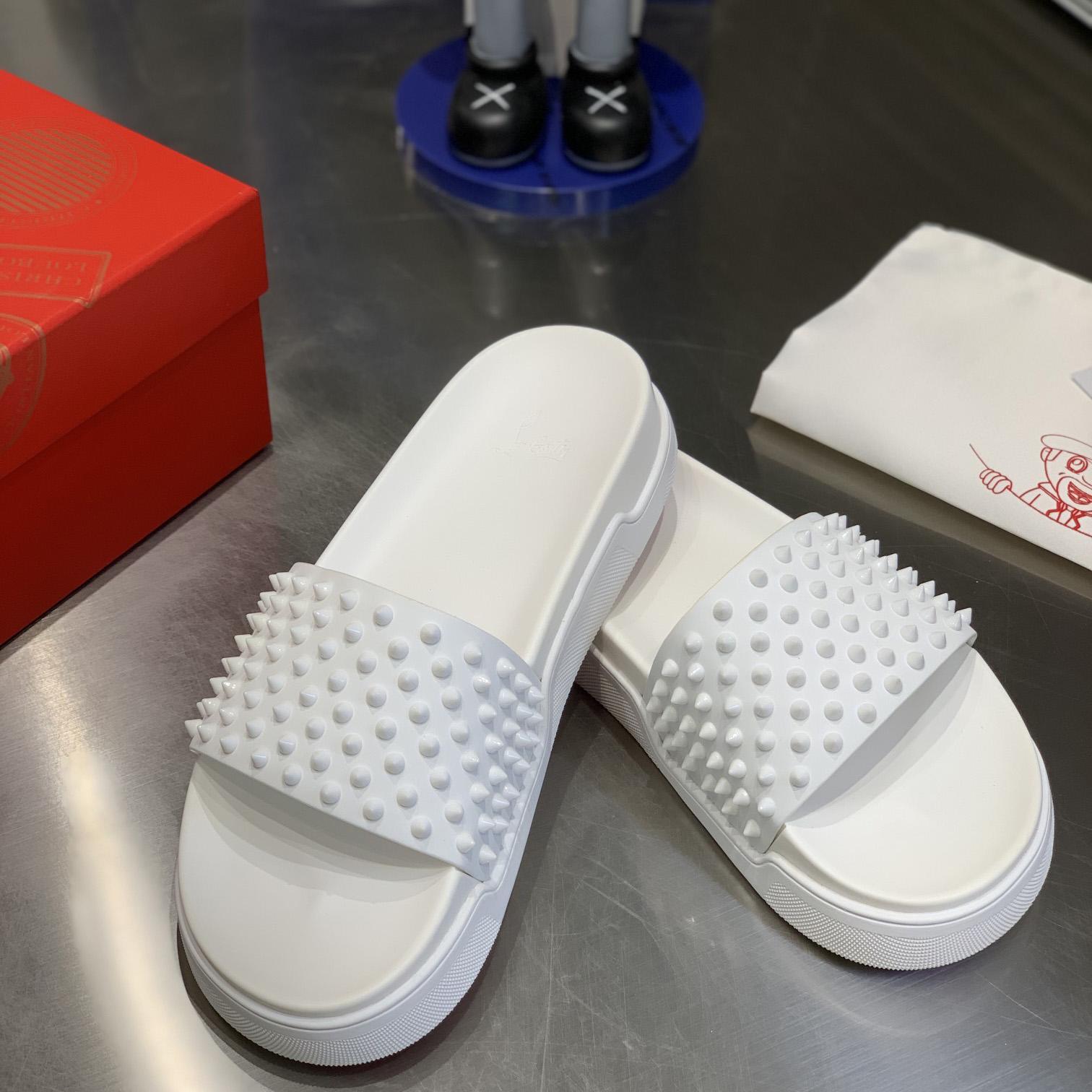 Christian Louboutin Pool Fun Spiked Slides - FashionPlug