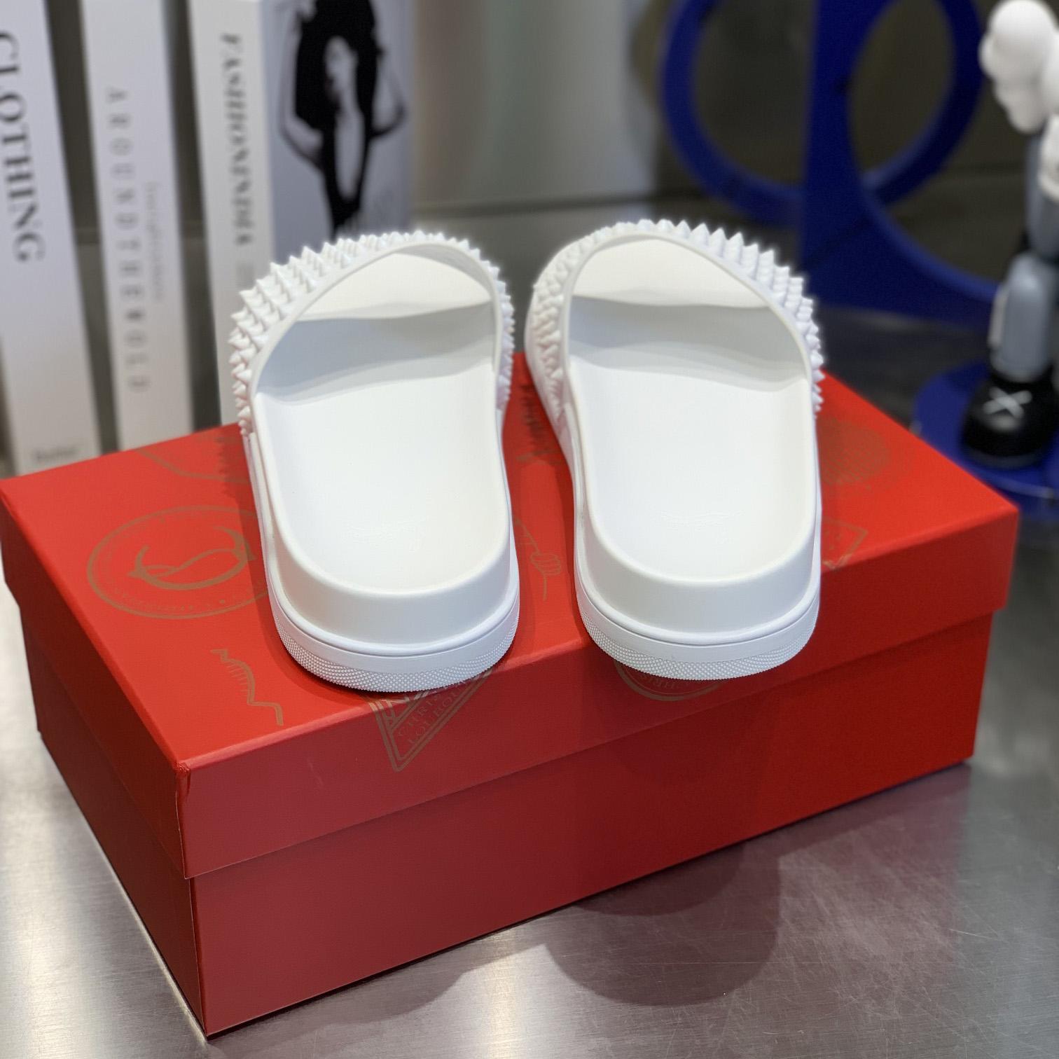 Christian Louboutin Pool Fun Spiked Slides - FashionPlug