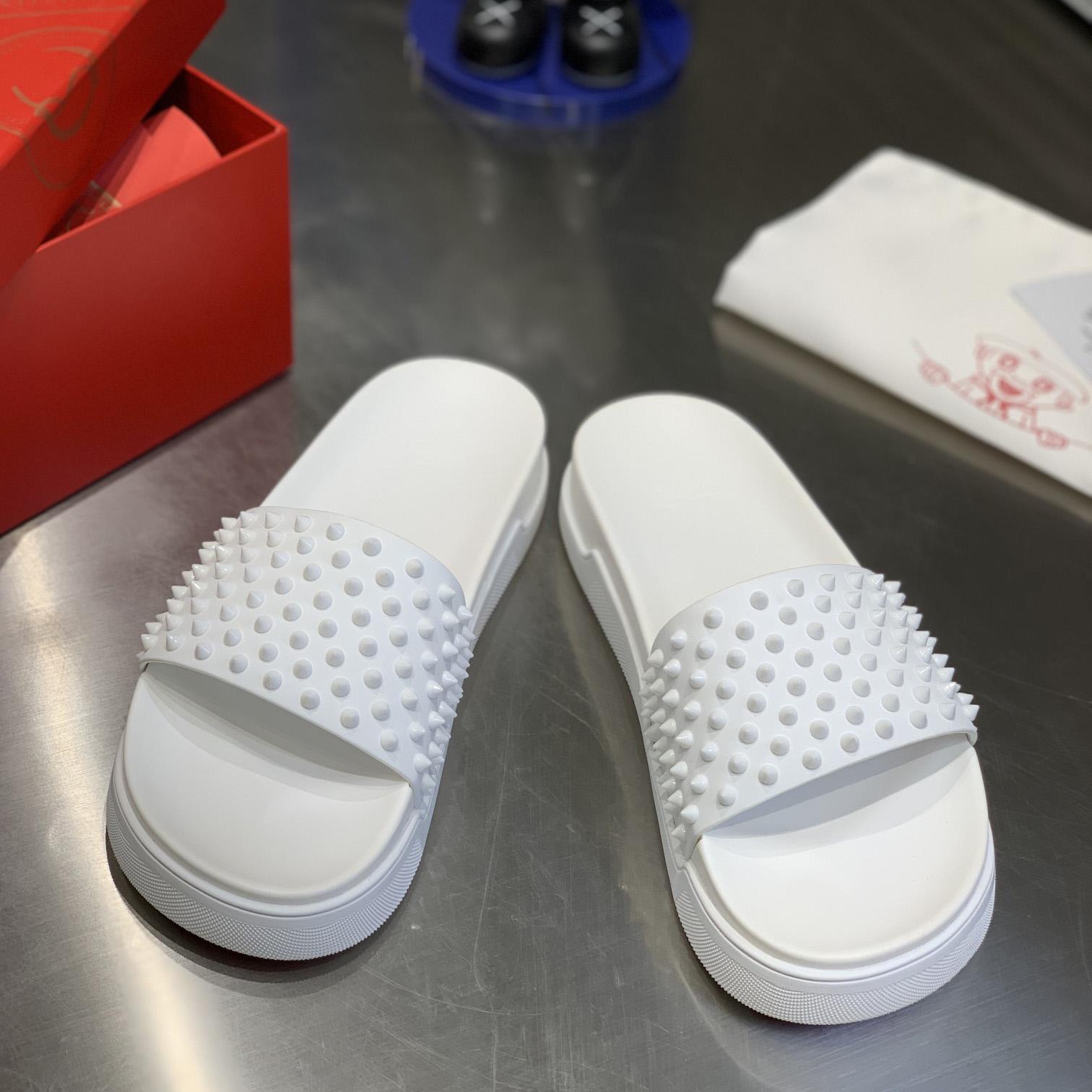 Christian Louboutin Pool Fun Spiked Slides - FashionPlug