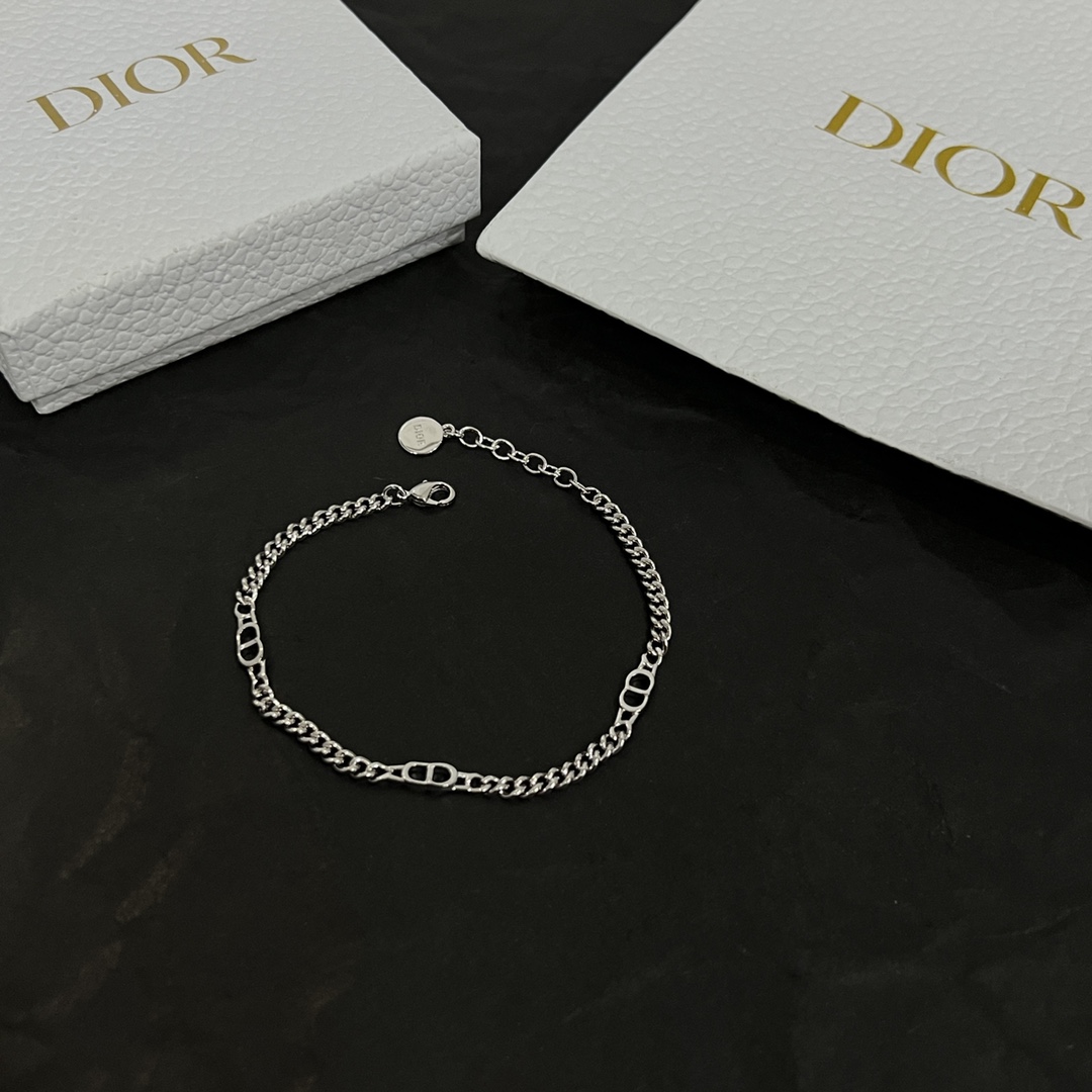 Dior CD Icon Thin Chain Link Bracelet - FashionPlug