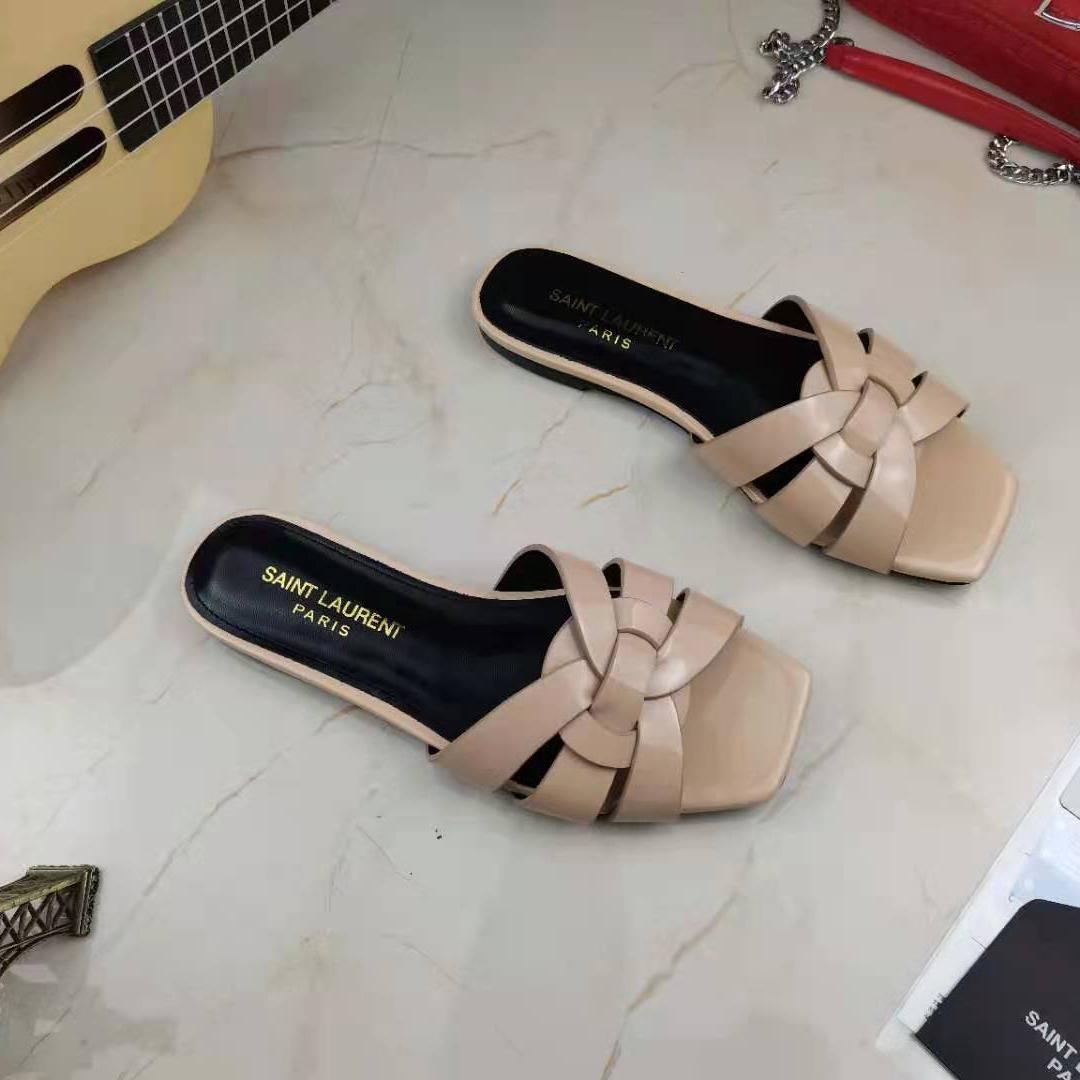 Saint Laurent Tribute Mules In Metallic Leather - FashionPlug