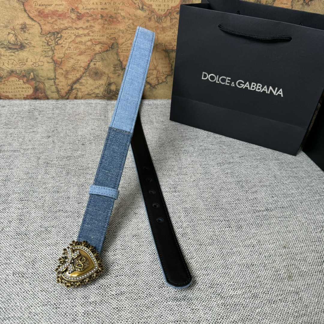 Dolce & Gabbana Devotion Denim Belt - FashionPlug