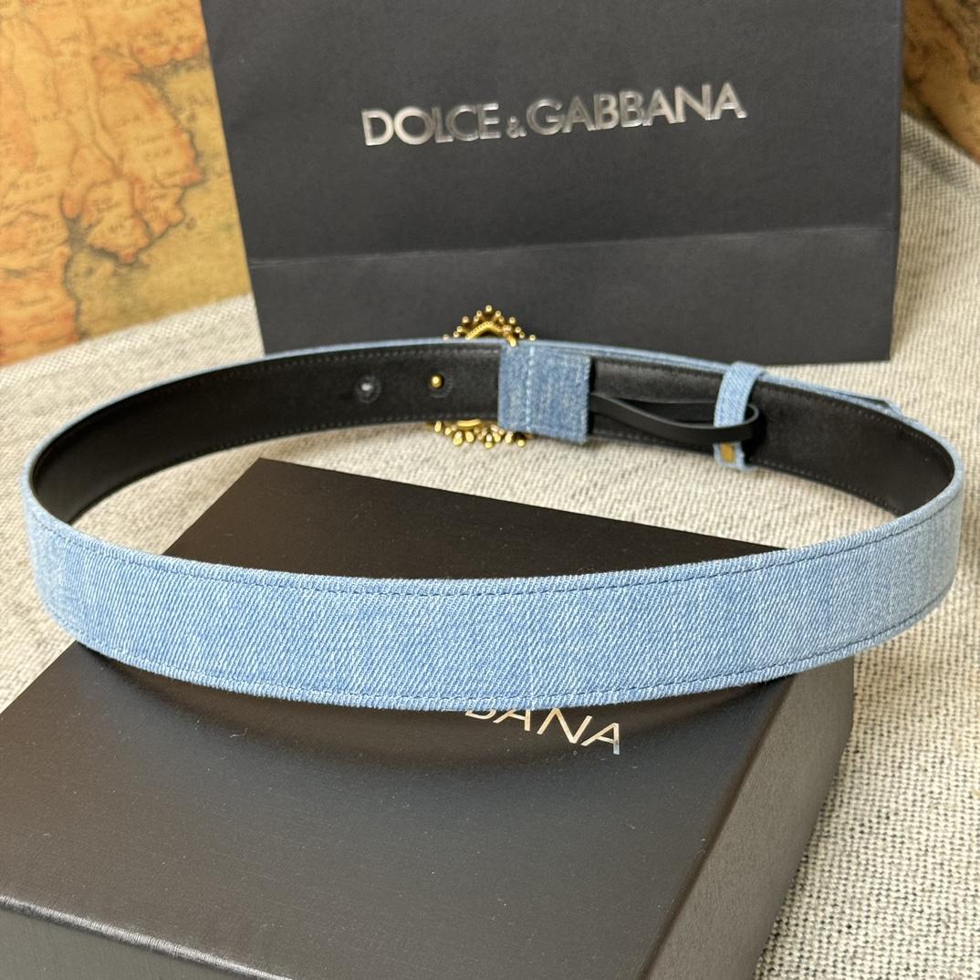 Dolce & Gabbana Devotion Denim Belt - FashionPlug