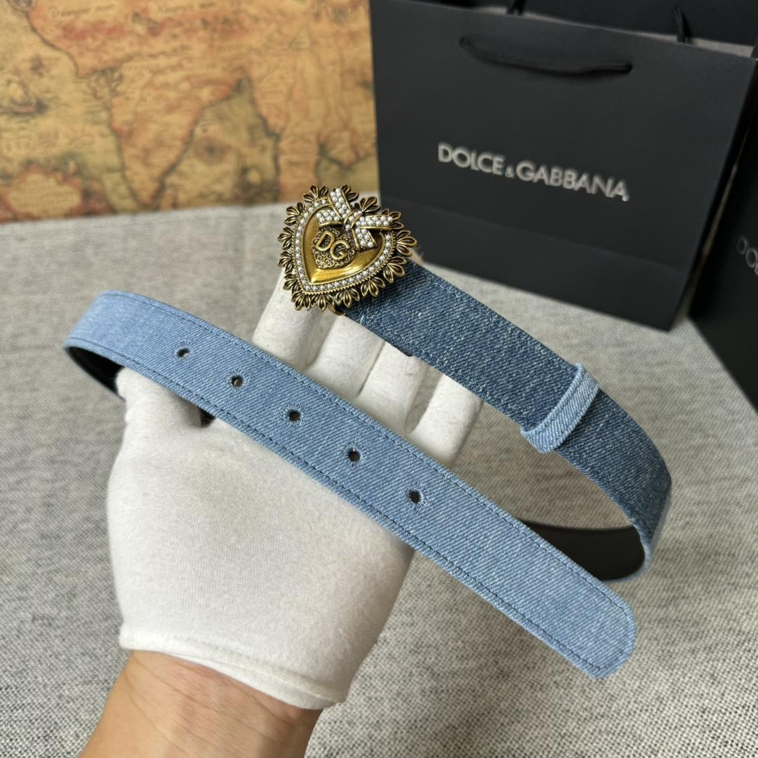 Dolce & Gabbana Devotion Denim Belt - FashionPlug