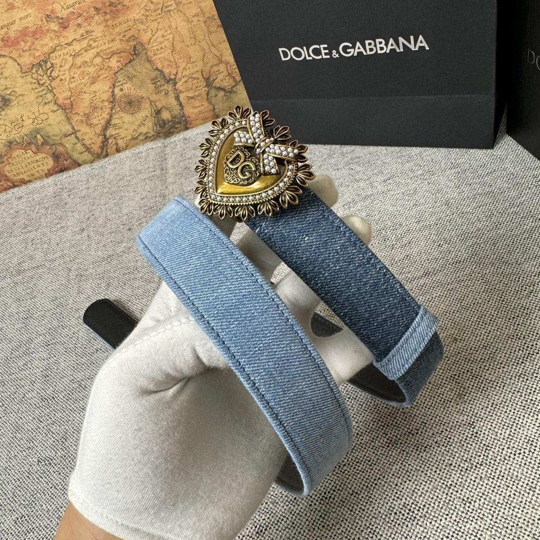 Dolce & Gabbana Devotion Denim Belt - FashionPlug