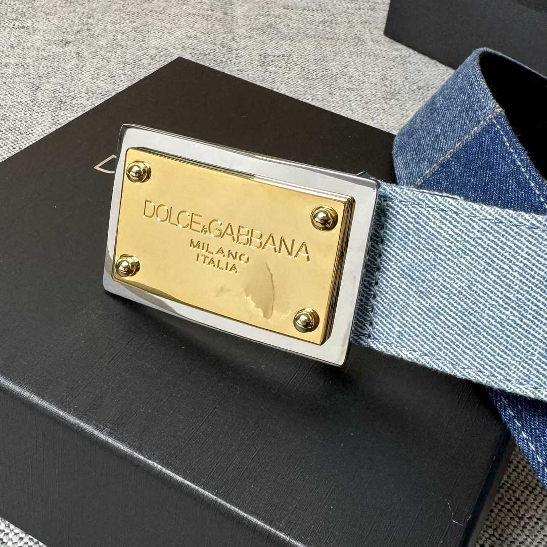 Dolce & Gabbana Denim Belt With Branded Tag - FashionPlug