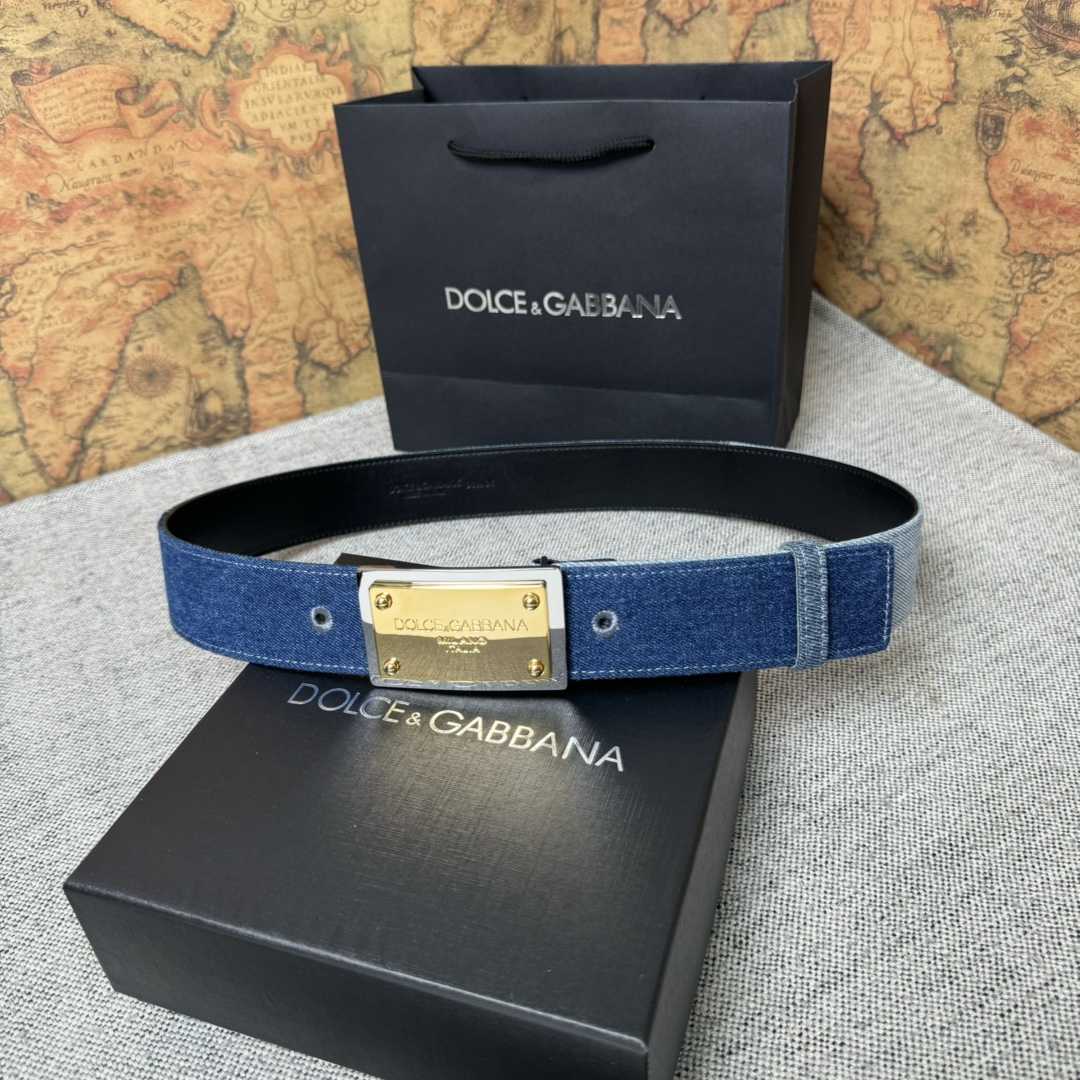 Dolce & Gabbana Denim Belt With Branded Tag - FashionPlug