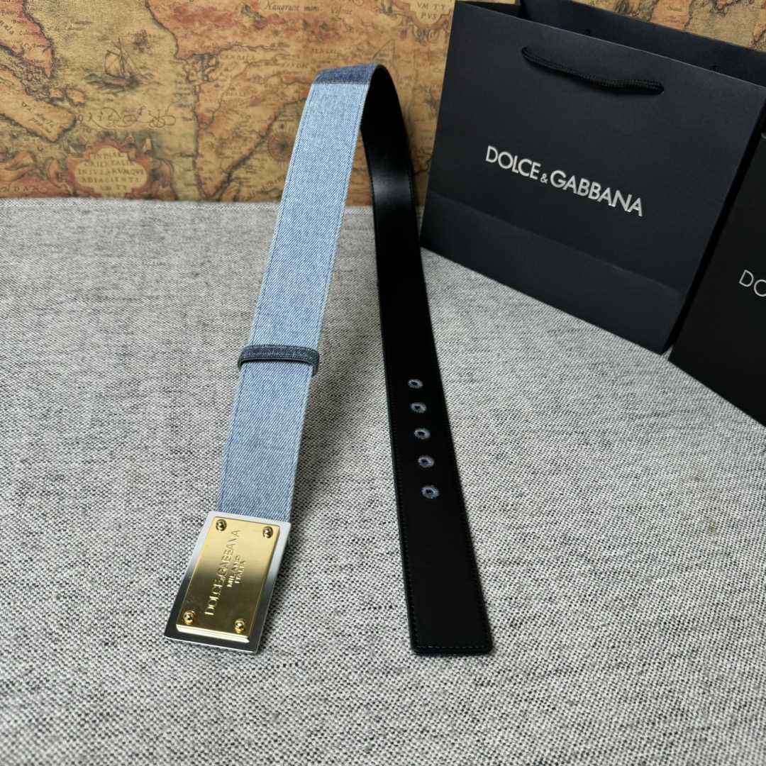 Dolce & Gabbana Denim Belt With Branded Tag - FashionPlug