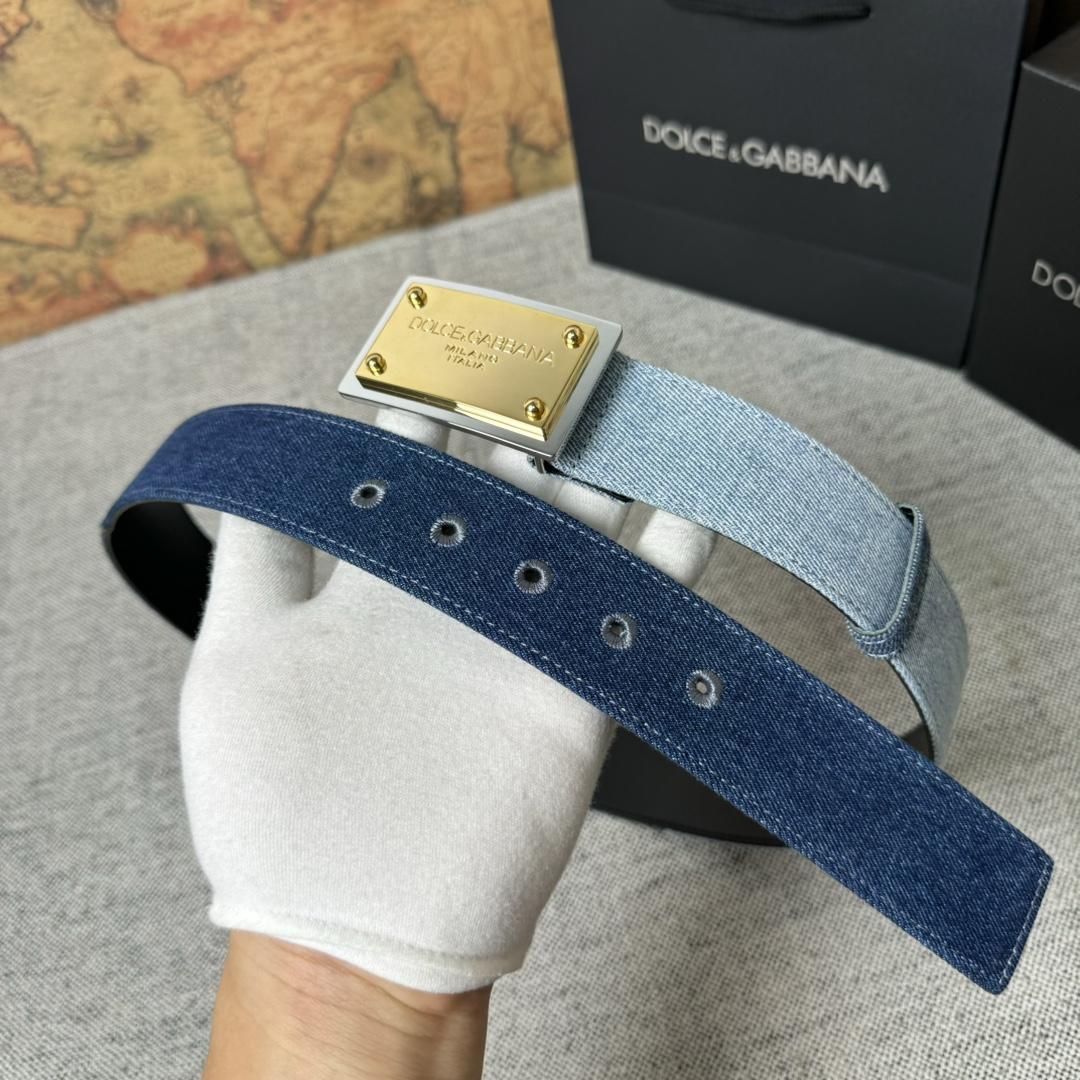 Dolce & Gabbana Denim Belt With Branded Tag - FashionPlug