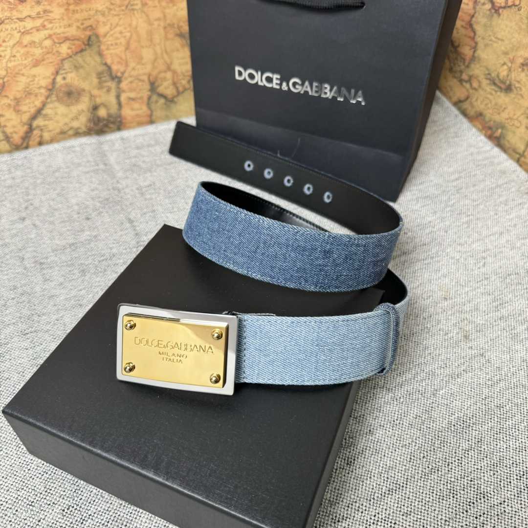 Dolce & Gabbana Denim Belt With Branded Tag - FashionPlug