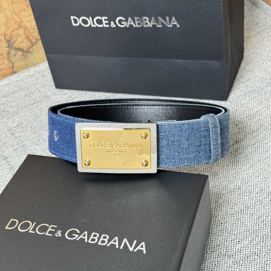 Dolce & Gabbana Denim Belt With Branded Tag - FashionPlug