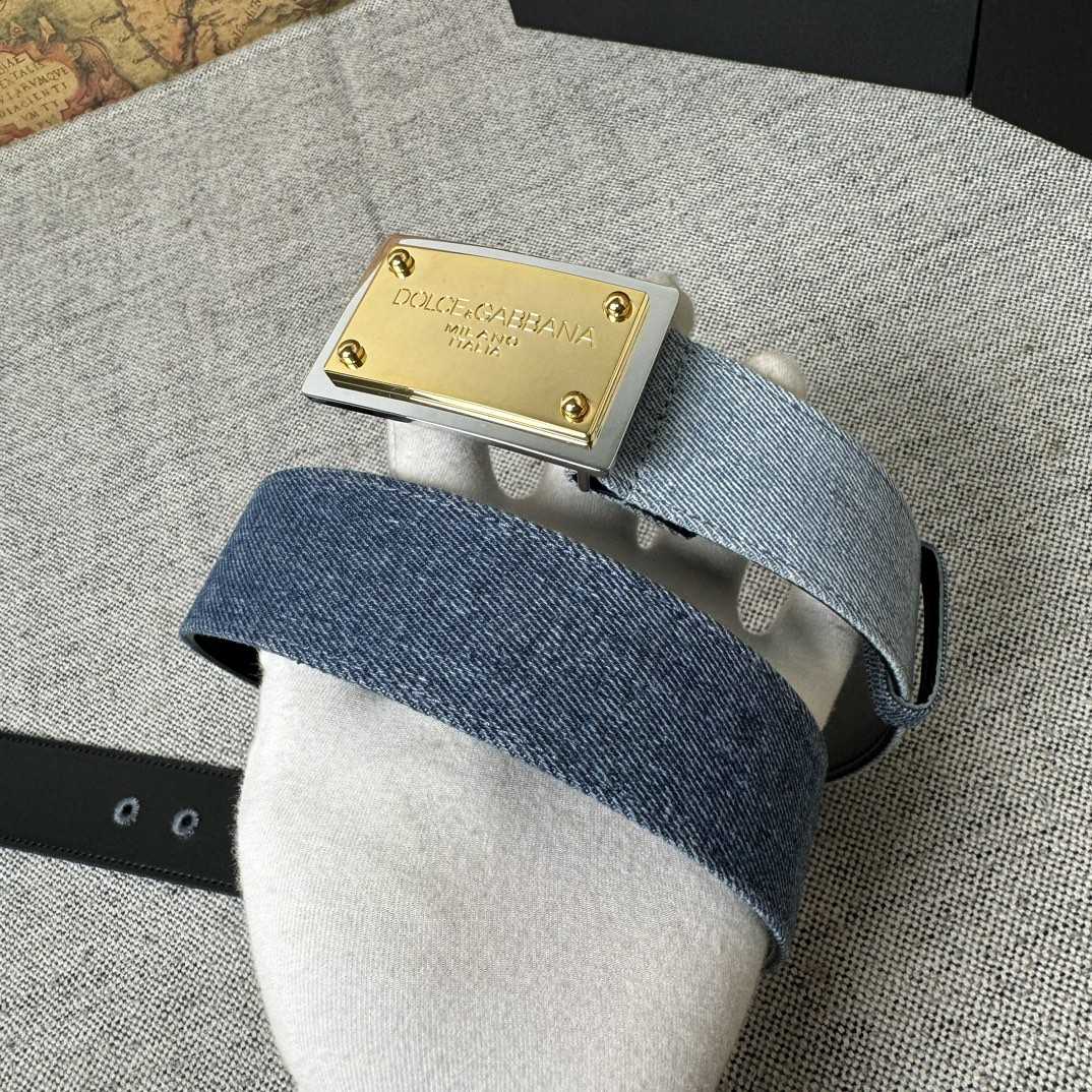 Dolce & Gabbana Denim Belt With Branded Tag - FashionPlug