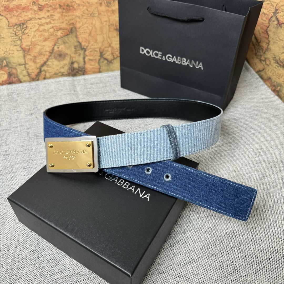 Dolce & Gabbana Denim Belt With Branded Tag - FashionPlug
