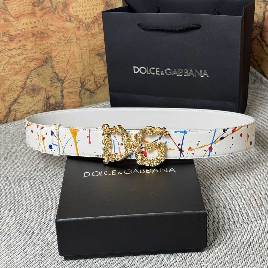 Dolce & Gabbana Abstract-print Buckle Belt - FashionPlug