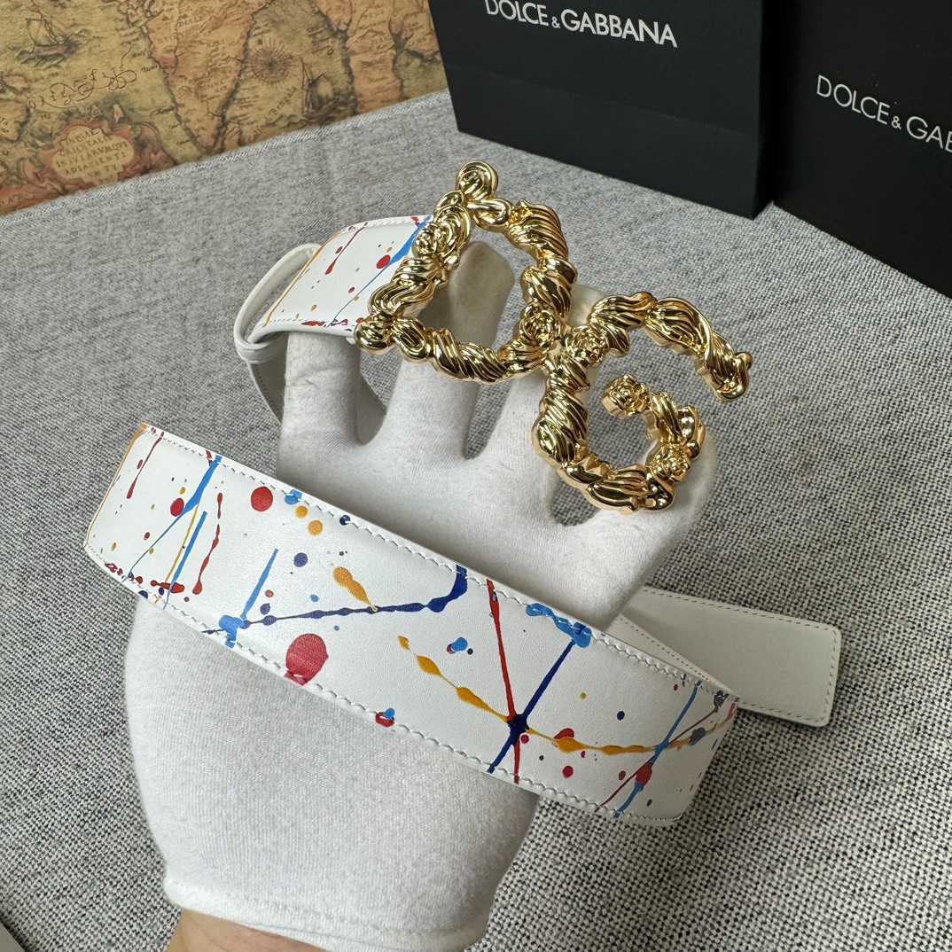 Dolce & Gabbana Abstract-print Buckle Belt - FashionPlug
