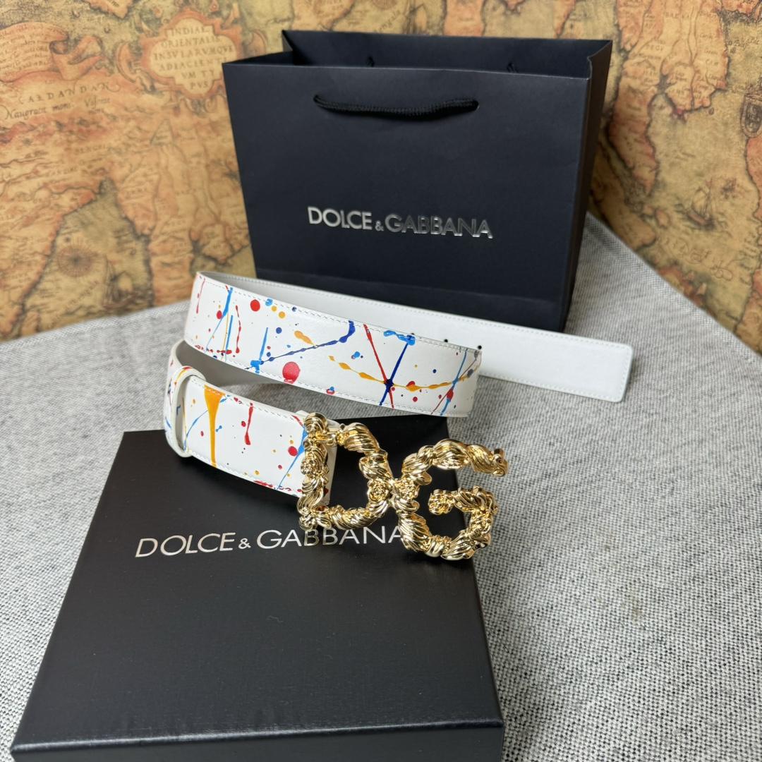 Dolce & Gabbana Abstract-print Buckle Belt - FashionPlug