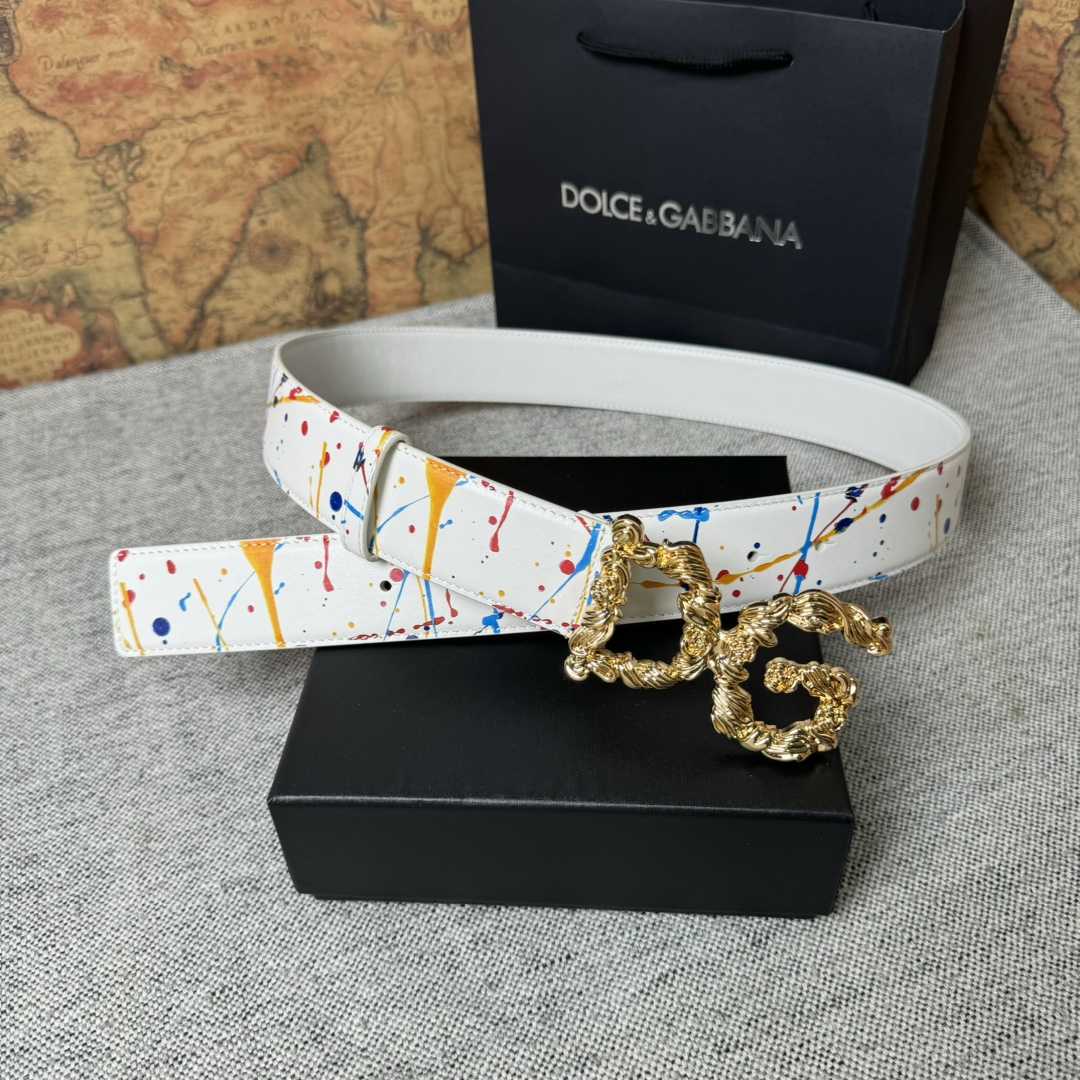Dolce & Gabbana Abstract-print Buckle Belt - FashionPlug