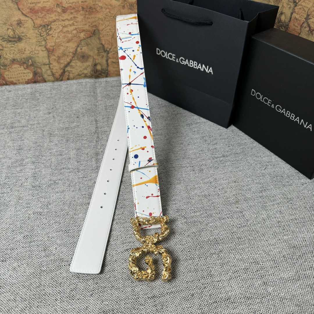 Dolce & Gabbana Abstract-print Buckle Belt - FashionPlug