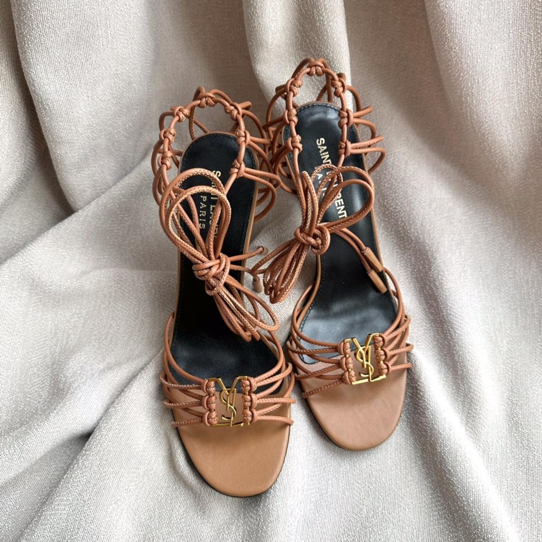Saint Laurent Babylone Sandals In Smooth Leather - FashionPlug