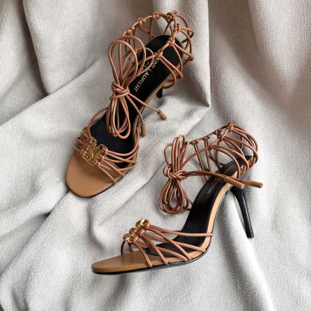 Saint Laurent Babylone Sandals In Smooth Leather - FashionPlug