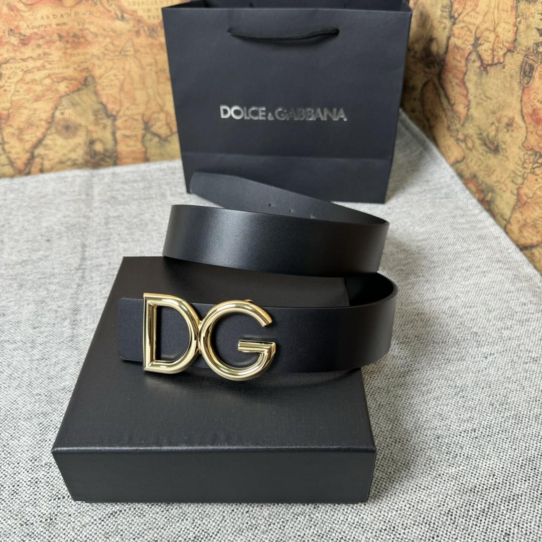 Dolce & Gabbana DG Logo-buckle Leather Belt   40mm - FashionPlug