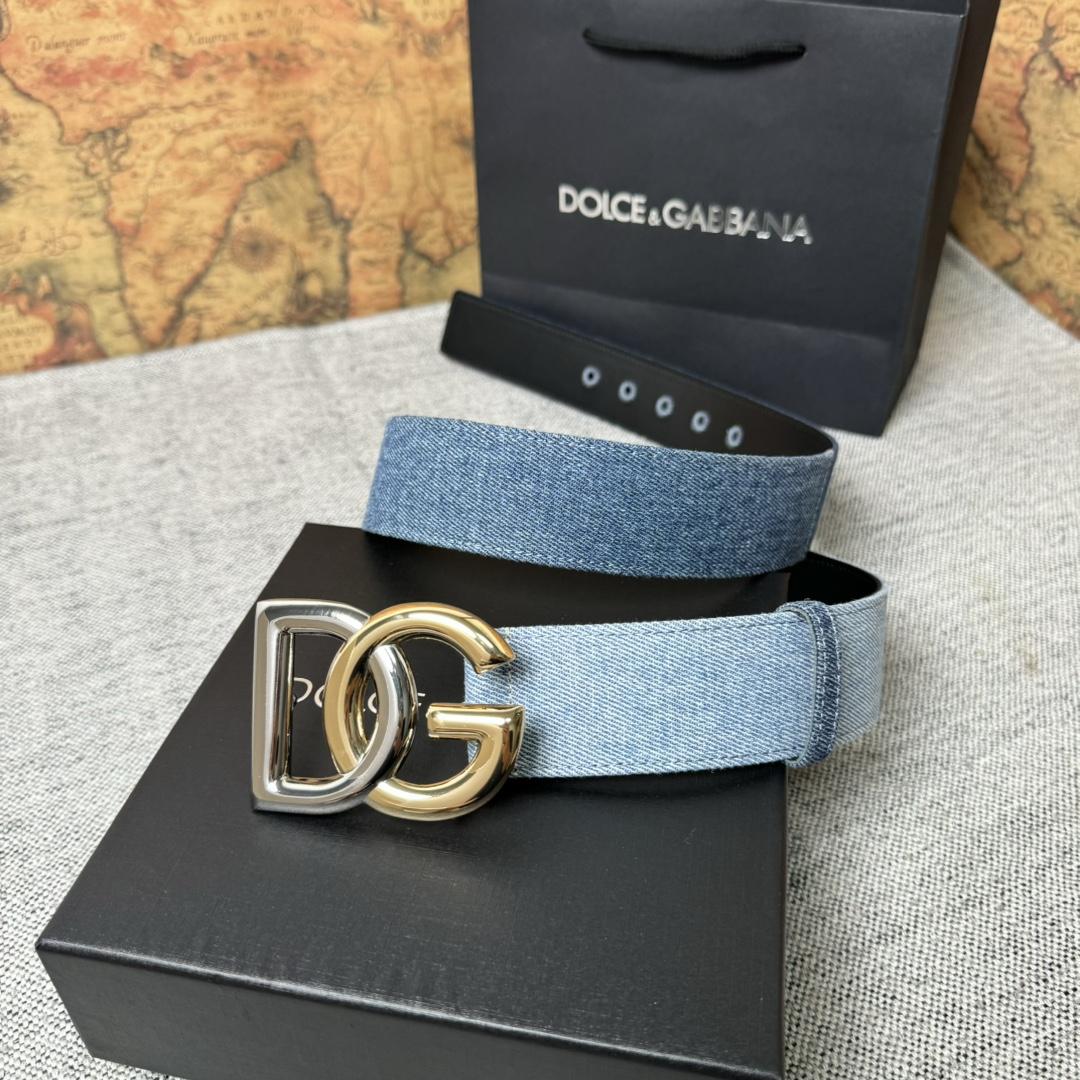 Dolce & Gabbana Denim Belt With DG Logo - FashionPlug
