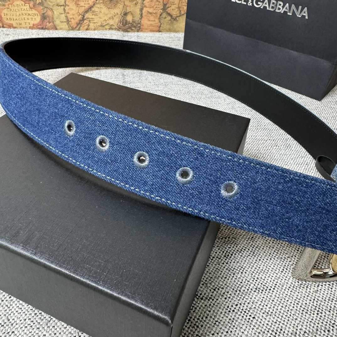 Dolce & Gabbana Denim Belt With DG Logo - FashionPlug