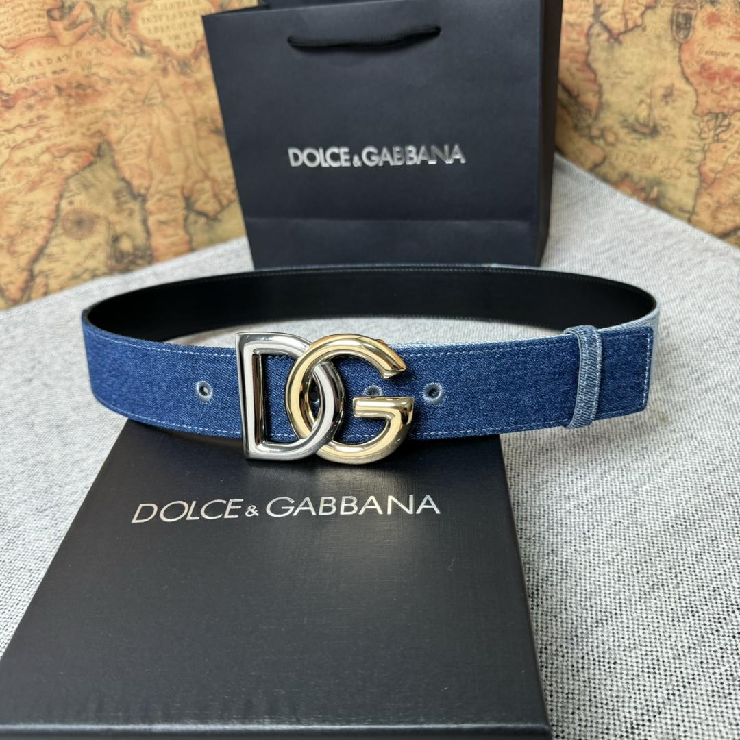 Dolce & Gabbana Denim Belt With DG Logo - FashionPlug