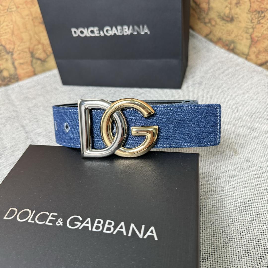 Dolce & Gabbana Denim Belt With DG Logo - FashionPlug