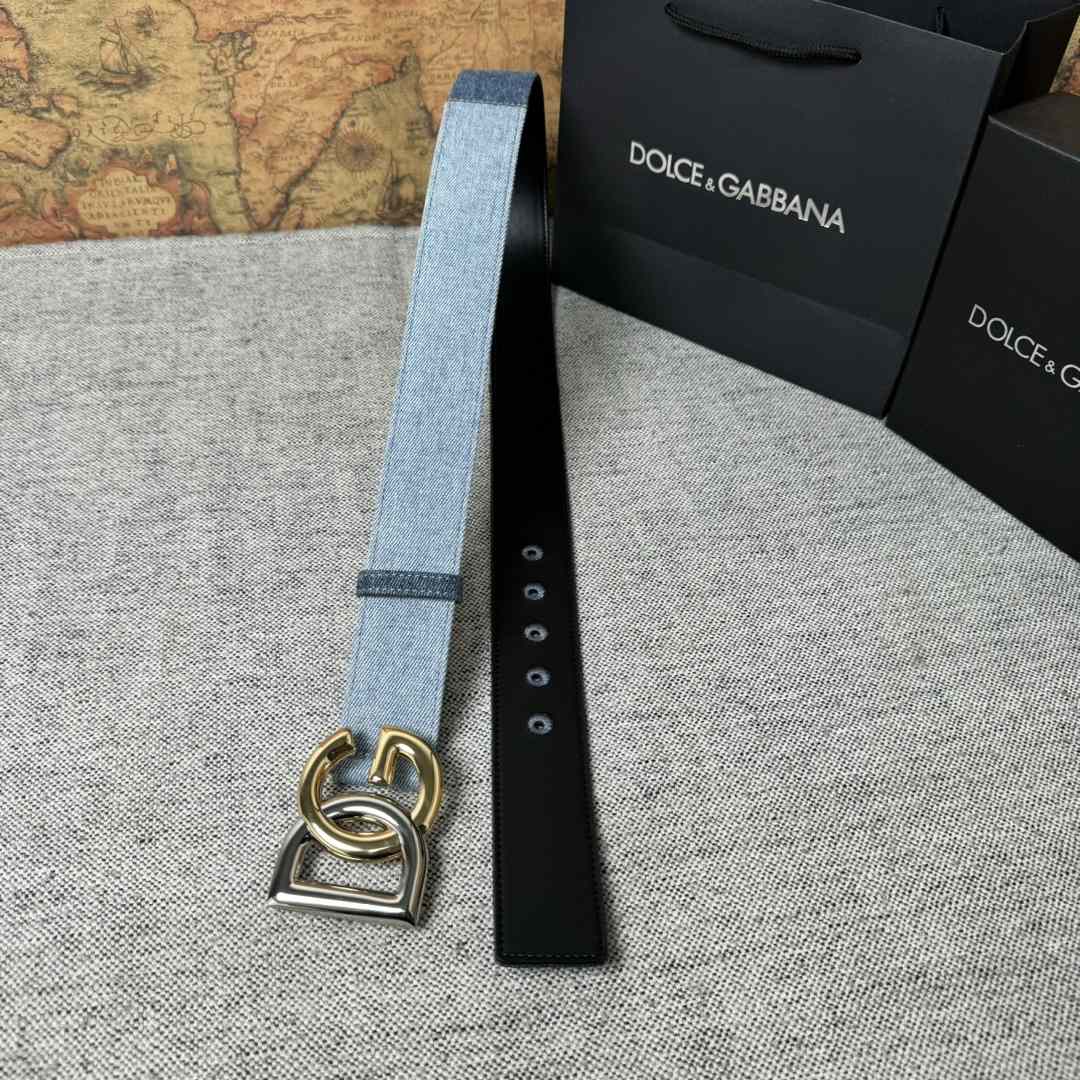 Dolce & Gabbana Denim Belt With DG Logo - FashionPlug