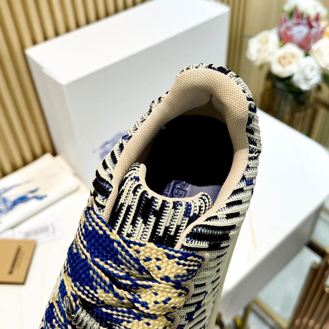 Burberry Check Knit Box Sneakers - FashionPlug