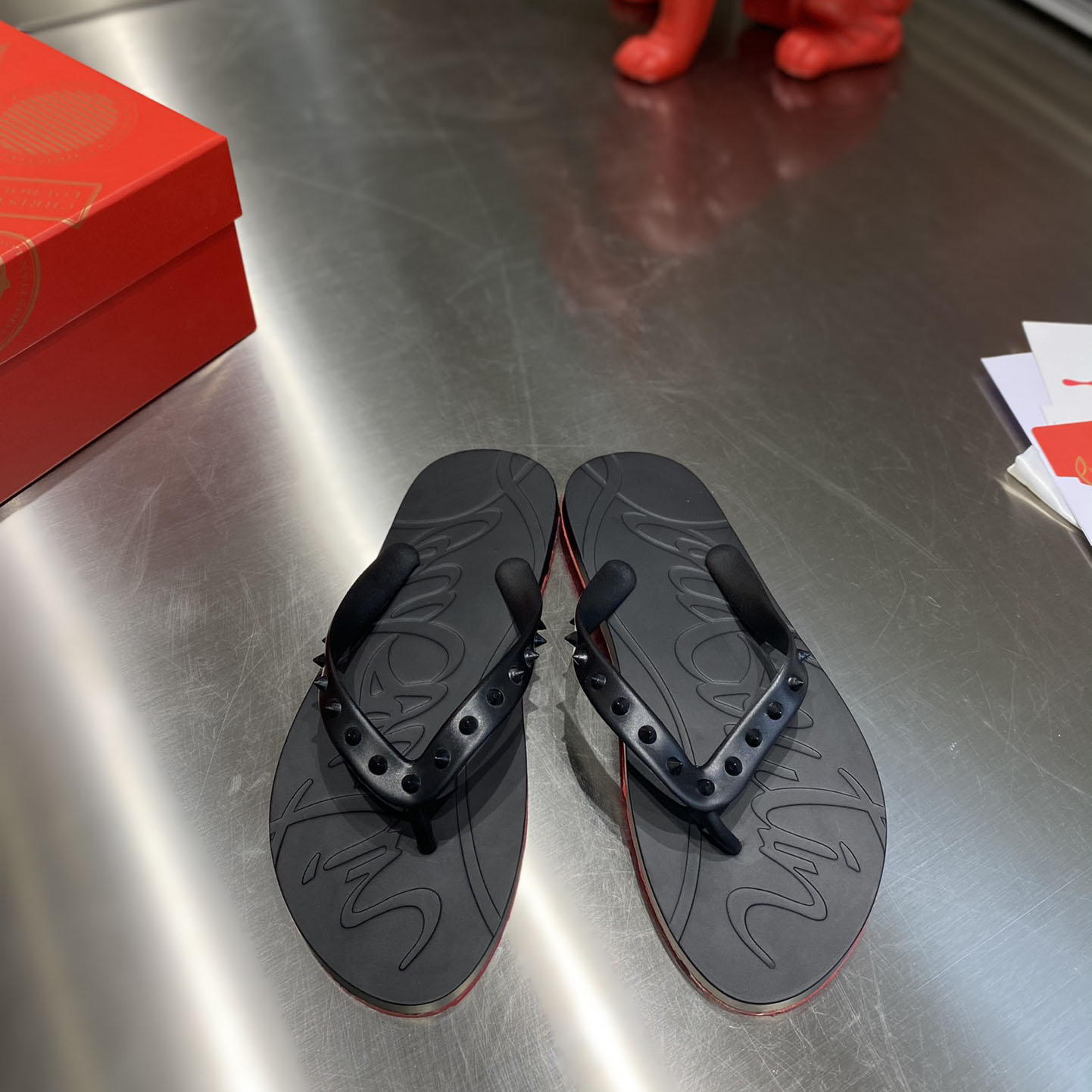 Christian Louboutin Loubi Flip Slide - FashionPlug