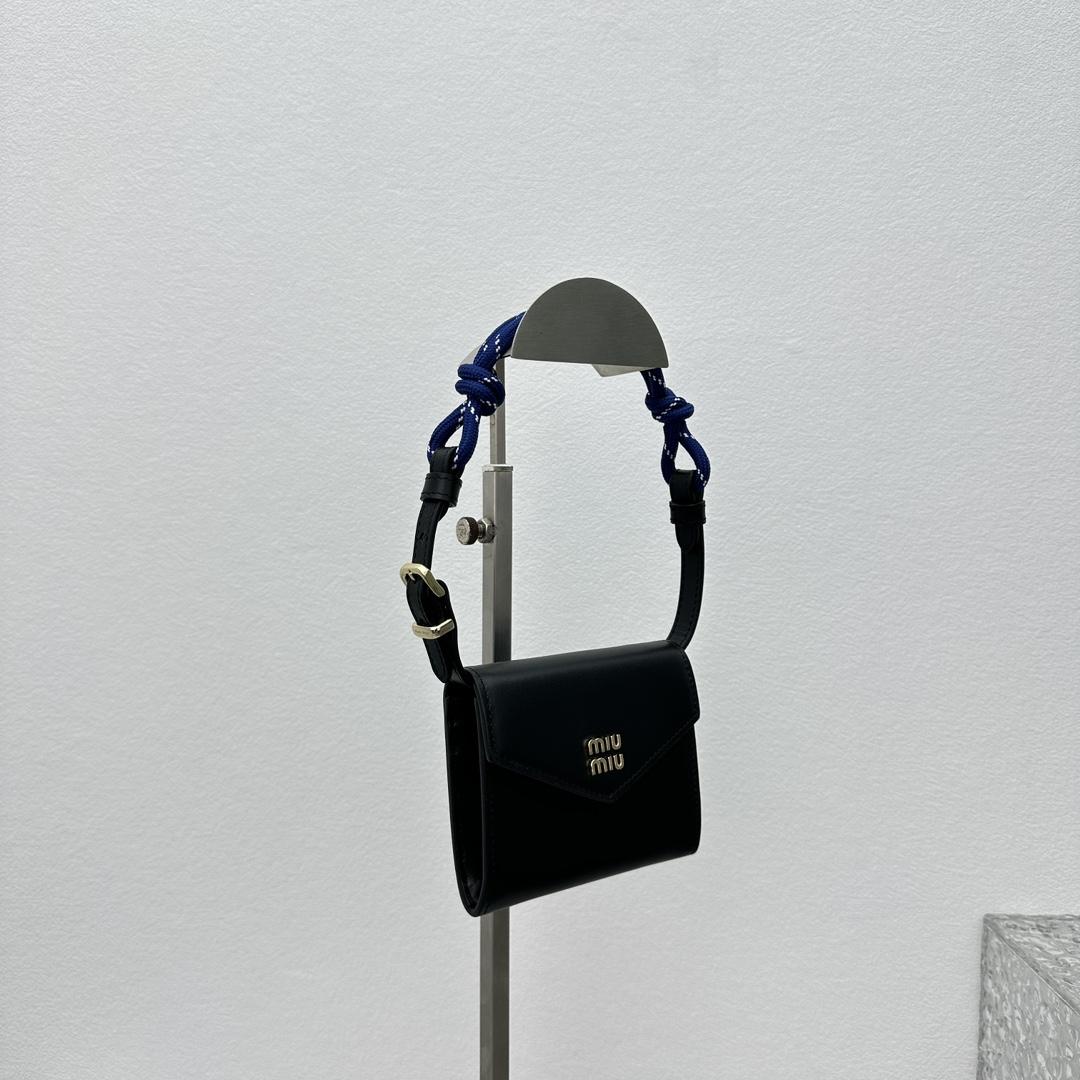 Miu Miu Leather Wallet With Leather And Cord Shoulder Strap - FashionPlug