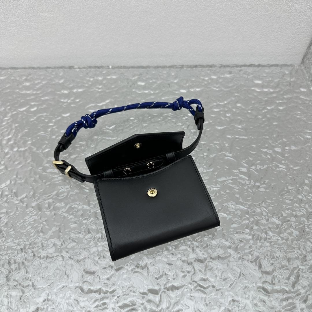 Miu Miu Leather Wallet With Leather And Cord Shoulder Strap - FashionPlug