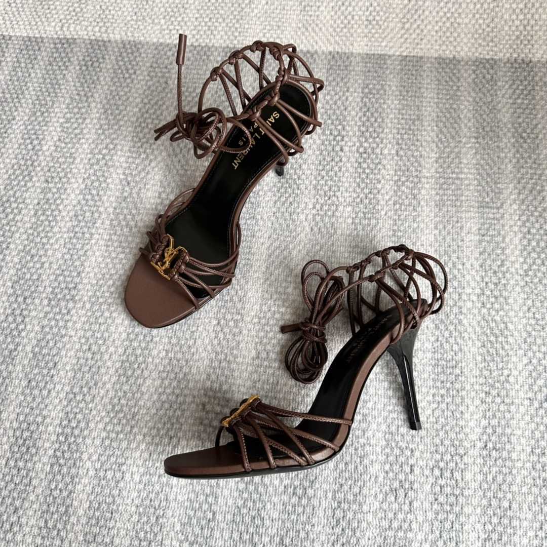 Saint Laurent Babylone Sandals In Smooth Leather - FashionPlug