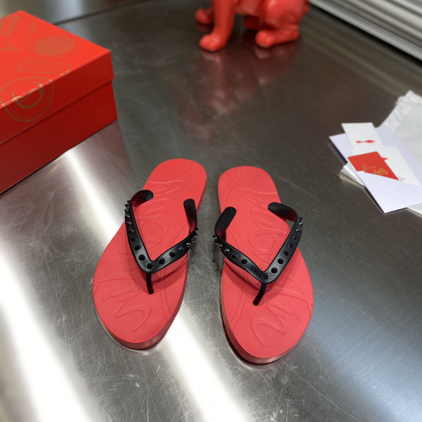 Christian Louboutin Loubi Flip Slide - FashionPlug