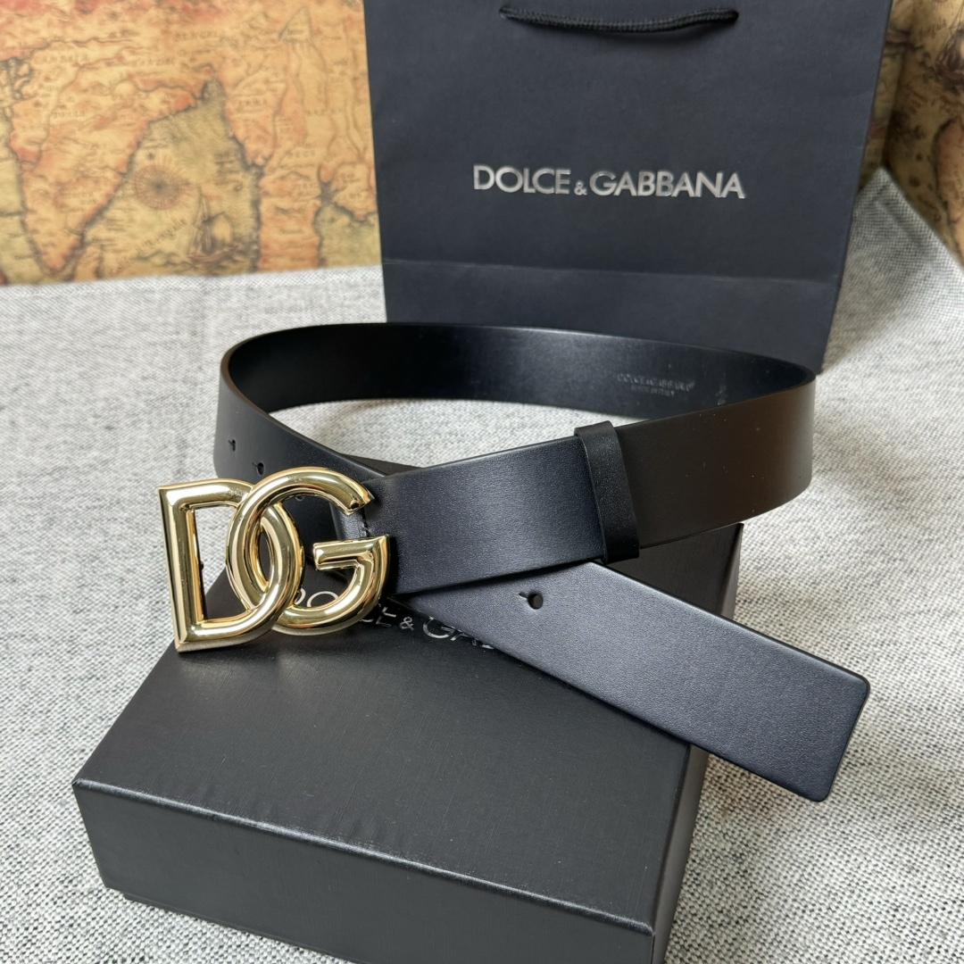 Dolce & Gabbana DG Logo-buckle Leather Belt   40mm - FashionPlug