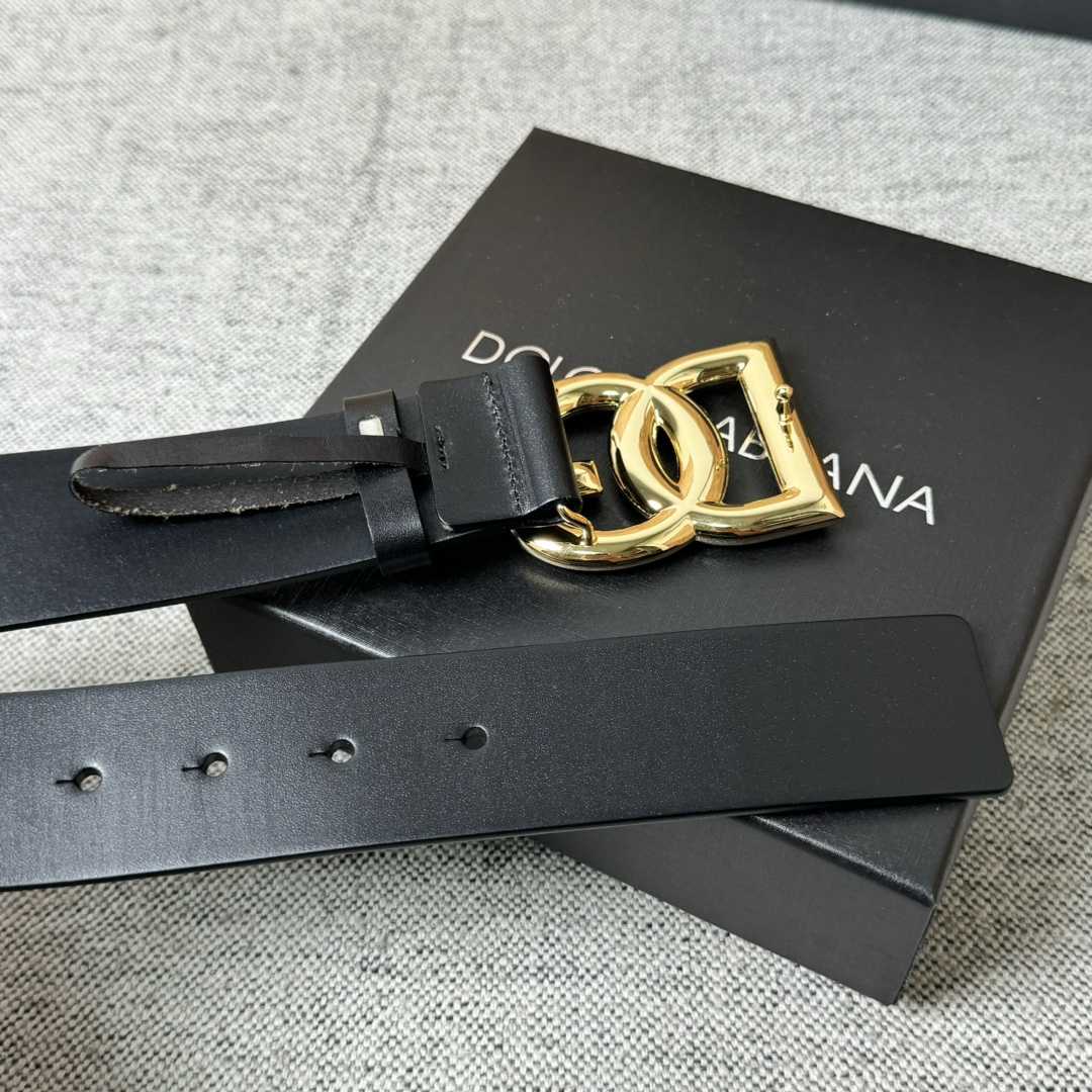 Dolce & Gabbana DG Logo-buckle Leather Belt   40mm - FashionPlug