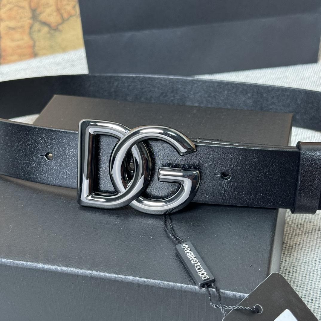 Dolce & Gabbana DG Logo-buckle Leather Belt   35mm - FashionPlug