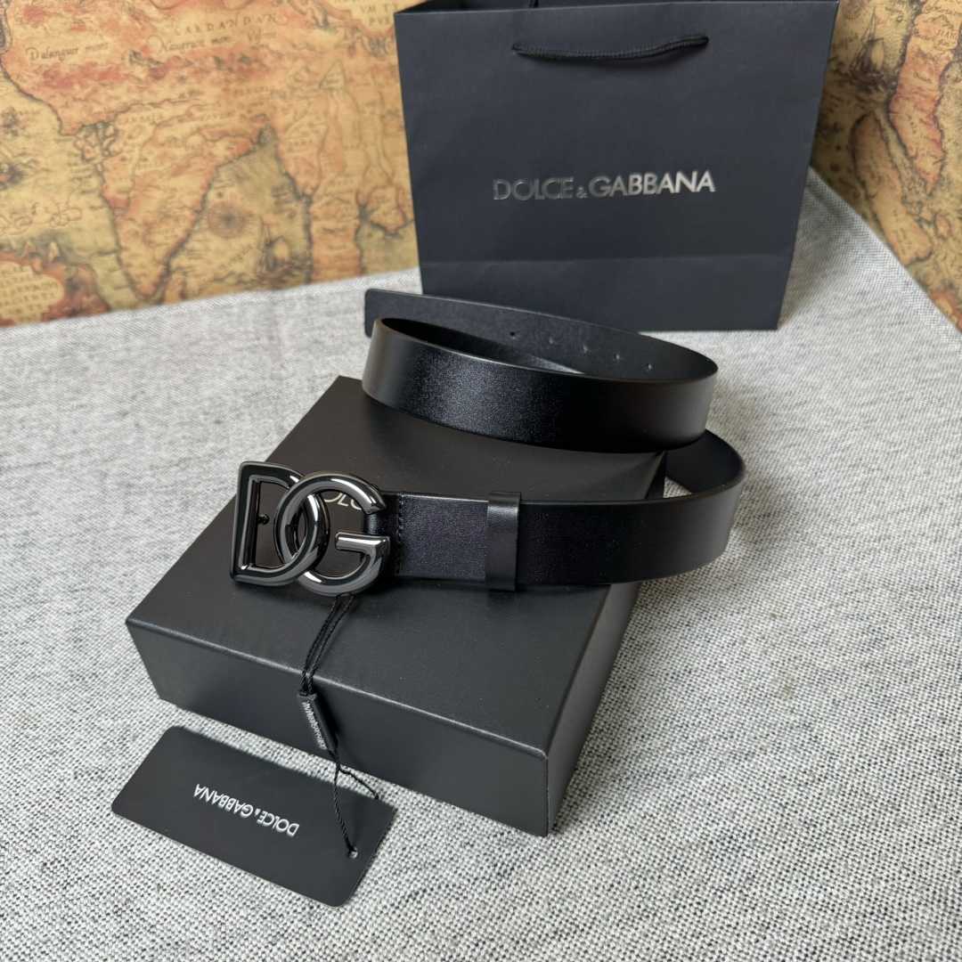 Dolce & Gabbana DG Logo-buckle Leather Belt   35mm - FashionPlug