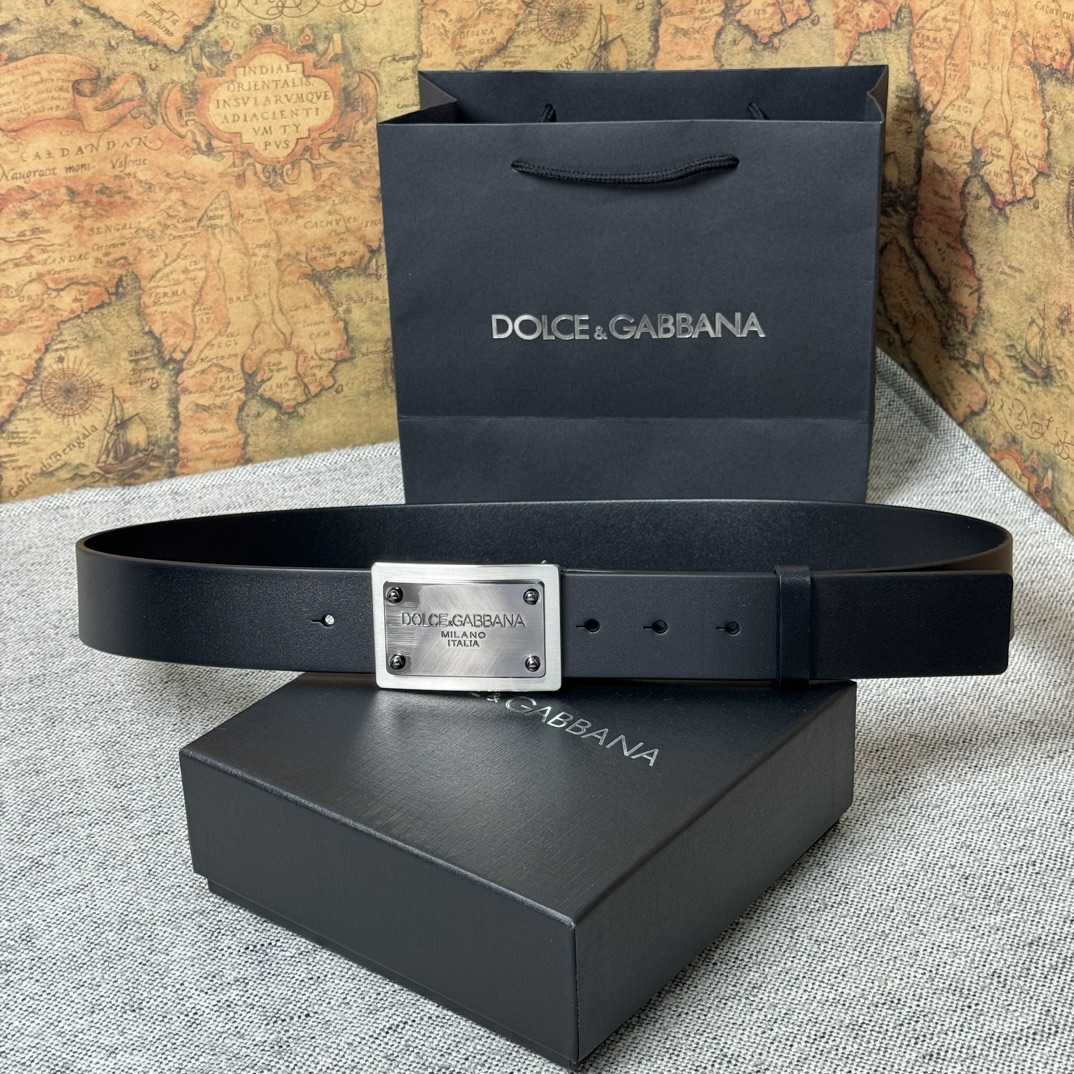Dolce & Gabbana Calfskin Belt With Branded Tag - FashionPlug