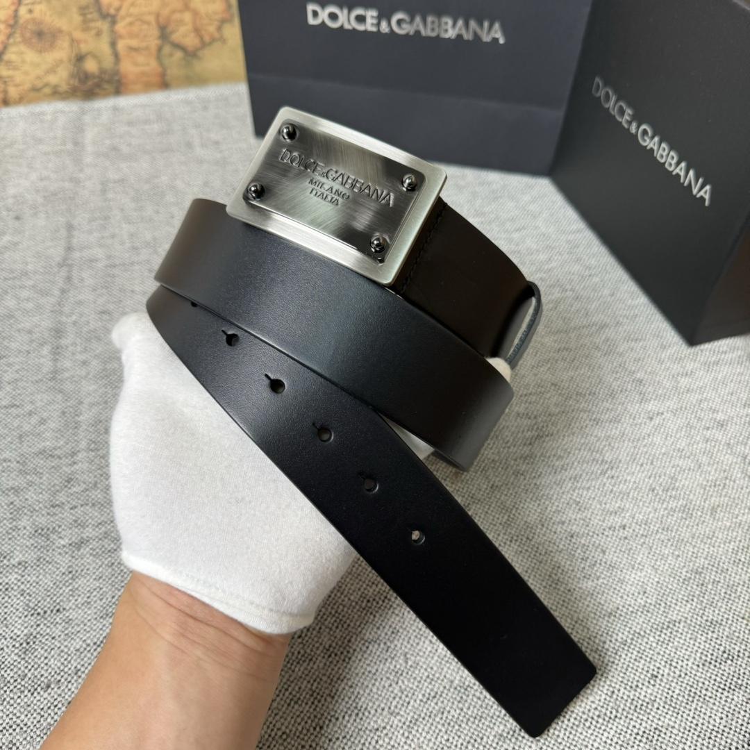 Dolce & Gabbana Calfskin Belt With Branded Tag - FashionPlug