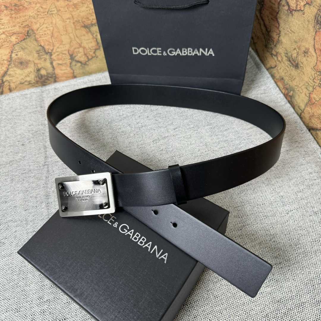 Dolce & Gabbana Calfskin Belt With Branded Tag - FashionPlug