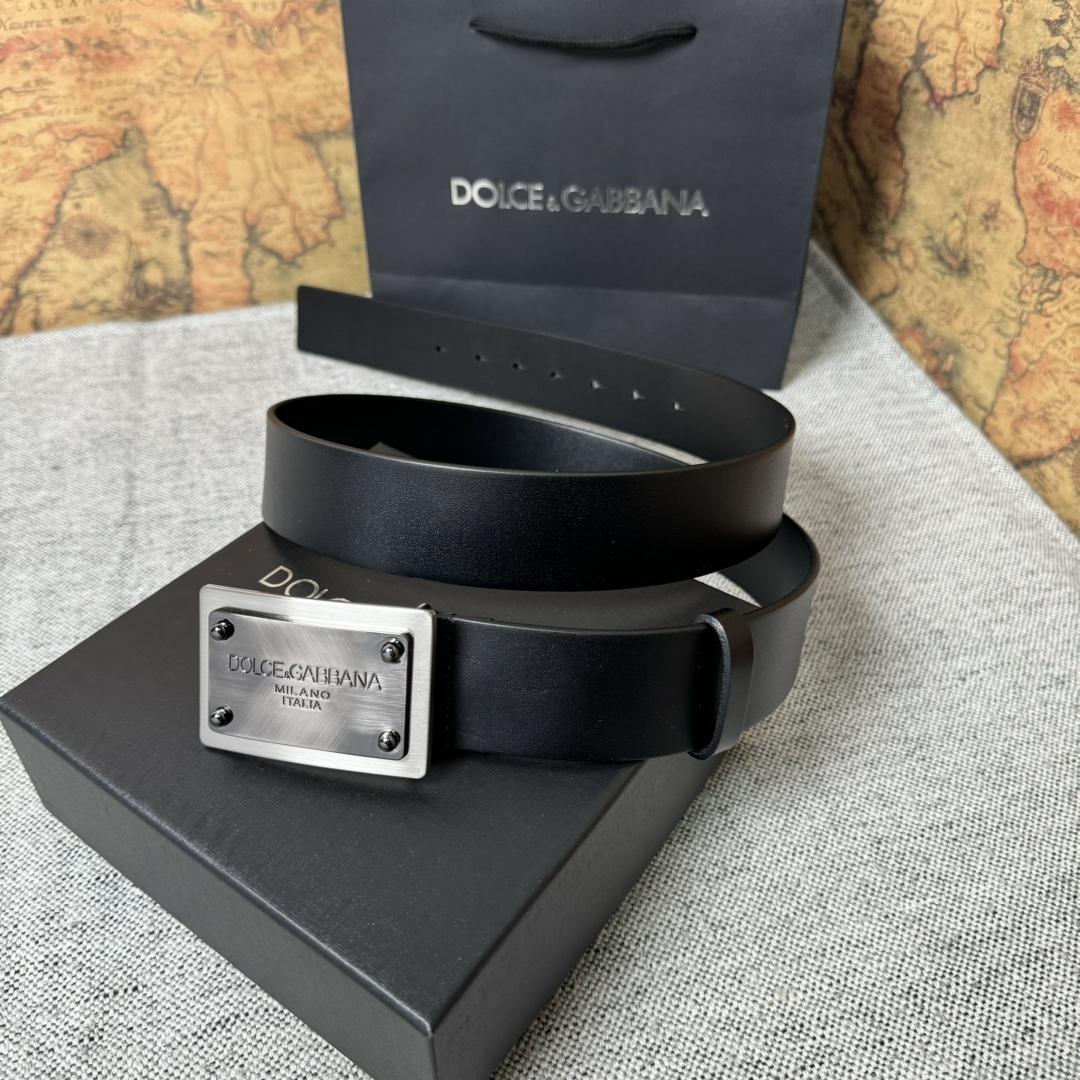 Dolce & Gabbana Calfskin Belt With Branded Tag - FashionPlug
