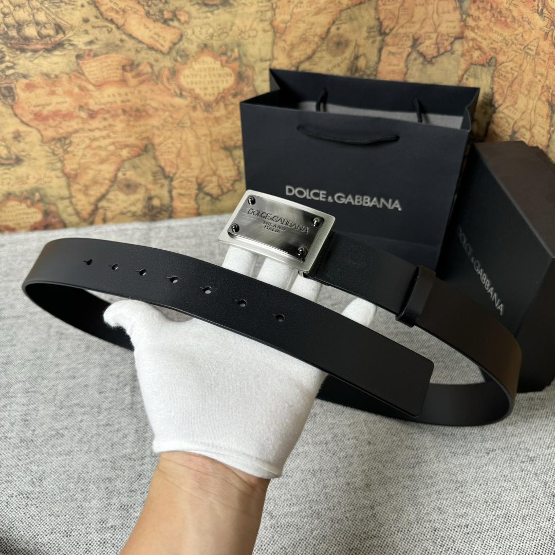 Dolce & Gabbana Calfskin Belt With Branded Tag - FashionPlug